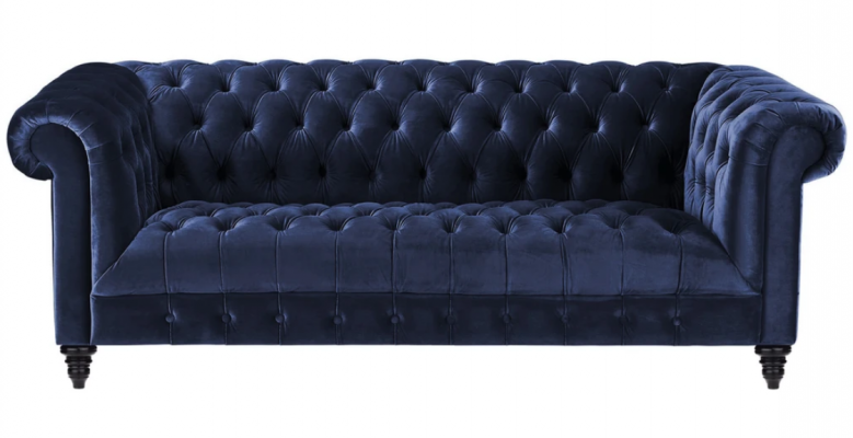 Navy Blau Dreisitzer Stoff Chesterfield Design Couchen Polster Sofa 220cm Neu