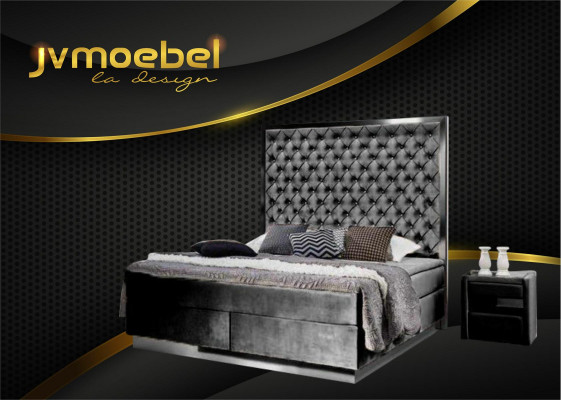 Komplettes Bett Boxspring Betten Luxus Design Schlafzimmer Möbel Edelstahl