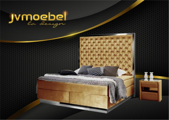 Komplettes Bett Boxspring Betten Luxus Design Schlafzimmer Möbel Edelstahl