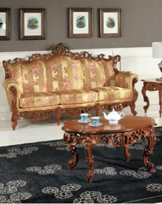 Klassischer Dreisitzer Sofa + Couchtisch Set Klassische Italienische Möbel 2tlg