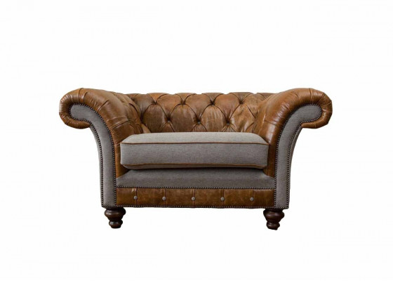 Design Chesterfield Sessel 1 Sitzer Couch Luxus Klassische Textil Sofas