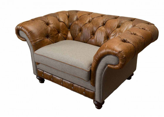 Design Chesterfield Sessel 1 Sitzer Couch Luxus Klassische Textil Sofas