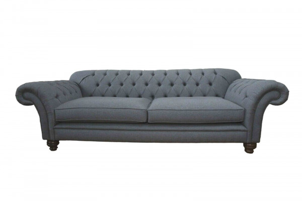 Sofa Luxus Textil Chesterfield Couch Sofas Polster 3 Sitzer Grau Design