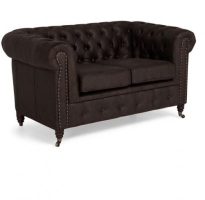 Zweisitzer Chesterfield Textil Couch Polster 2 Sitzer Sofas Couchen schwarze Neu