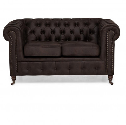 Zweisitzer Chesterfield Textil Couch Polster 2 Sitzer Sofas Couchen schwarze Neu