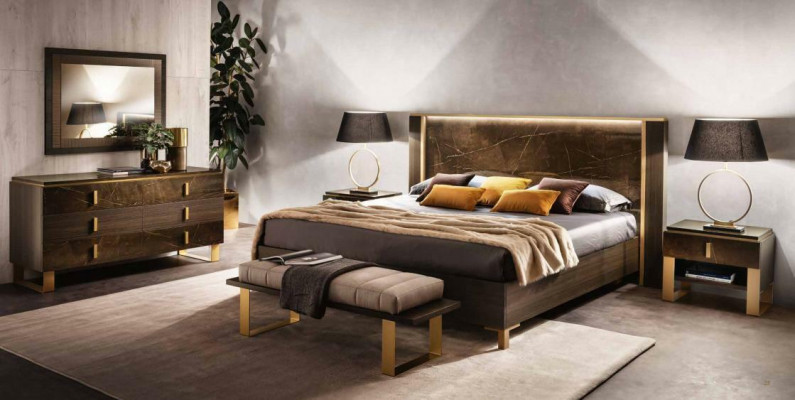 Bett Nachttisch Kommode 4 tlg. Schlafzimmer Set Deko Design Modern Luxus