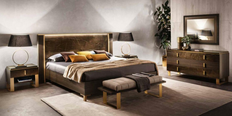 Bett Nachttisch Kommode 4 tlg. Schlafzimmer Set Deko Design Modern Luxus