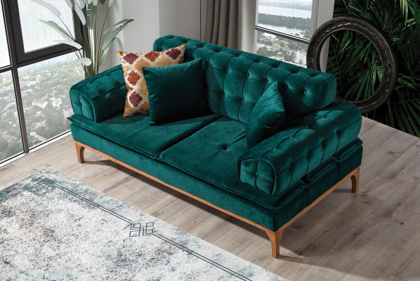 Luxus Sofa 3 Sitzer Sofas Sitz Stoff Design Möbel Stil Textil Neu grün