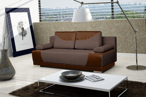 Schlafsofa Klappcouch 3-Sitzer Schlaffunktion + Bettkasten Couch Designer Sofa