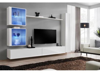 Weiß Wohnwand Luxus Wandschrank Komplett Sideboard TV-Ständer Modern Design