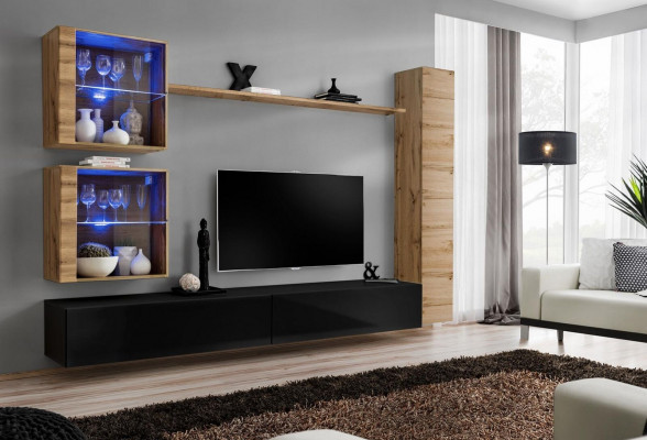 Designer Wohnzimmer Möbel Wand Schrank Wohnwand Regal TV-Ständer Set 6tlg.