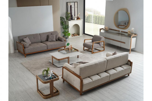 Wohnzimmer Polster Couchgarnitur Designer Sessel Beistelltisch Möbel