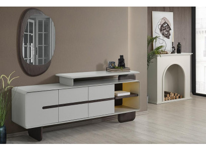 Weißes Sideboard Luxuriöser Spiegel Designer Anrichte Edles 2tlg Set