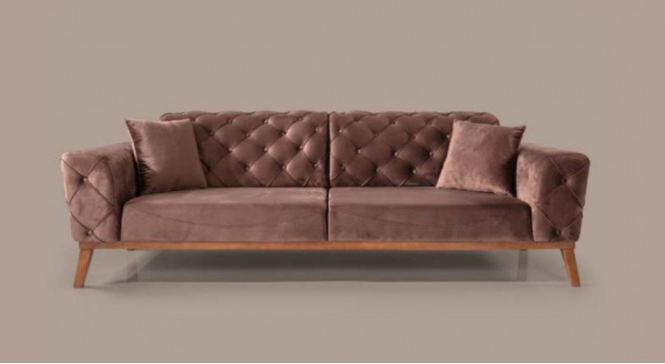 Braune Chesterfield Couch Elegante Sofa Wohnzimmer Sitzmöbel Samt