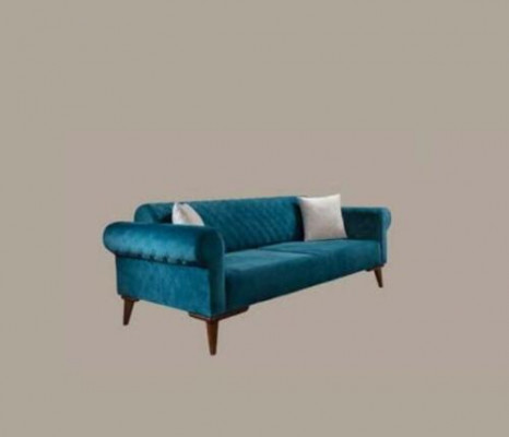 Turkis Dreisitzer Couch Elegante Sofa Wohnzimmer Sitzmöbel Samt