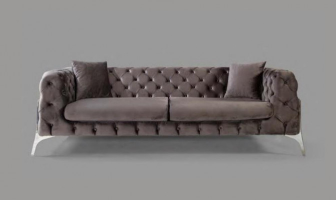 Chesterfield grau Sofa 3Sitzer Wohnzimmer Sofas Textil Polster