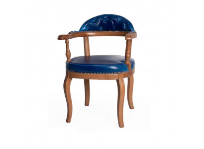 Esszimmer Holz Stuhl mit Armlehne Klassisch Neu Design Polster Stuhl Sitz Blau