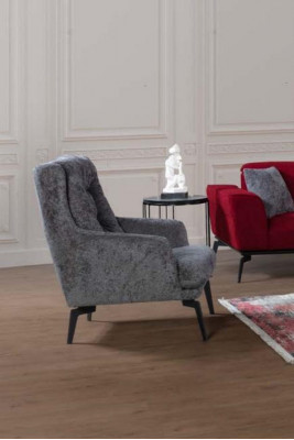 Sofagarnitur 331 Sitz Polster Sofa Wohnlandschaft Möbel Rot Grau