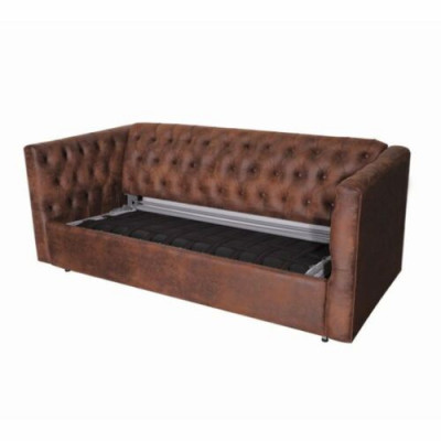 American Style Chesterfield Sofa Couch Leder Polster Braun Dreisitzer