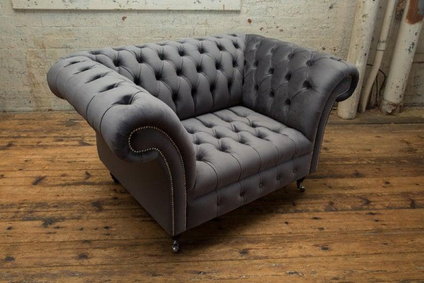 Chesterfield Design Sofa 1 Sitzer Couch Polster Luxus Klassische Textil Couchen