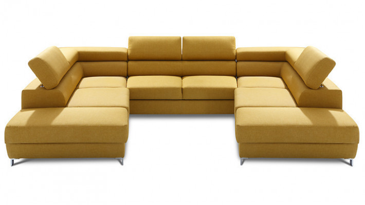 Wohnlandschaft Bettfunktion Stoff Ecksofa U-Form Sofa Couch Design Textil Sofas