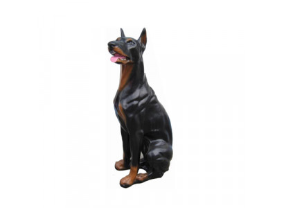 doberman Figur Statue Skulptur Kampf Hund Garten Deko Einbrecher abschrecken