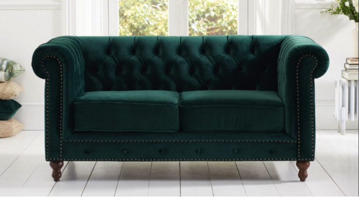 Britischer Chesterfield Grüner Dreisitzer Couch - Luxus Leder Möbel 