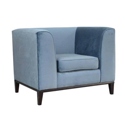 Sessel Stuhl 1x Esszimmer Fernseh Lounge Textil Sitz Blau Modern Polsterstuhl