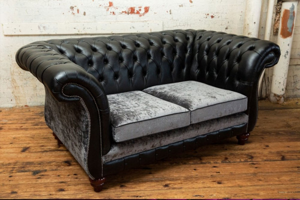 Chesterfield 2 Sitzer Klassische Luxus Barock Rokoko Couch Sofa Leder Couch Neu