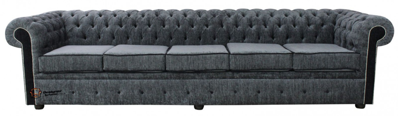 Chesterfield 5 Sitzers Klassische Luxus Barock Rokoko Sofa Couch Textil Leder