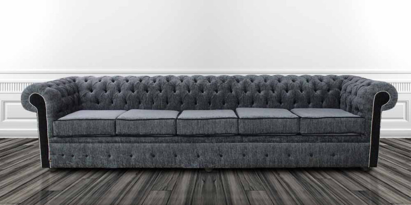 Chesterfield 5 Sitzers Klassische Luxus Barock Rokoko Sofa Couch Textil Leder