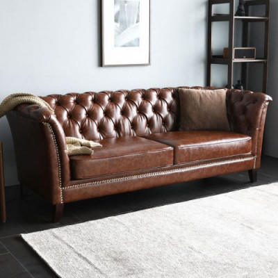 Chesterfield Leder Polster Design Sofa Luxus Couch Klassische Sofa 2 Sitzer Neu