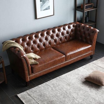 Chesterfield Leder Polster Design Sofa Luxus Couch Klassische Sofa 2 Sitzer Neu