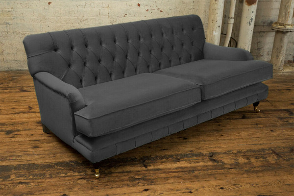 Chesterfield 3 Sitzer Couch Polster Textil Couchen Sitz Wohnzimmer Sofa Samt Neu