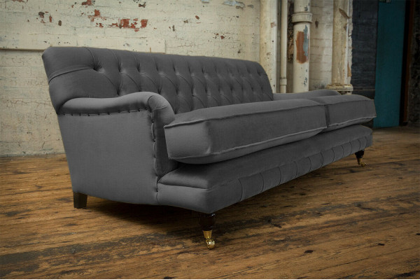 Chesterfield 3 Sitzer Couch Polster Textil Couchen Sitz Wohnzimmer Sofa Samt Neu