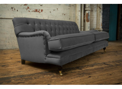 Chesterfield 3 Sitzer Couch Polster Textil Couchen Sitz Wohnzimmer Sofa Samt Neu