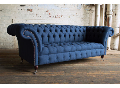 Chesterfield Couch Sitz Textil Stoff Couchen Sofas Sofa Polster Samt 3 Sitzer