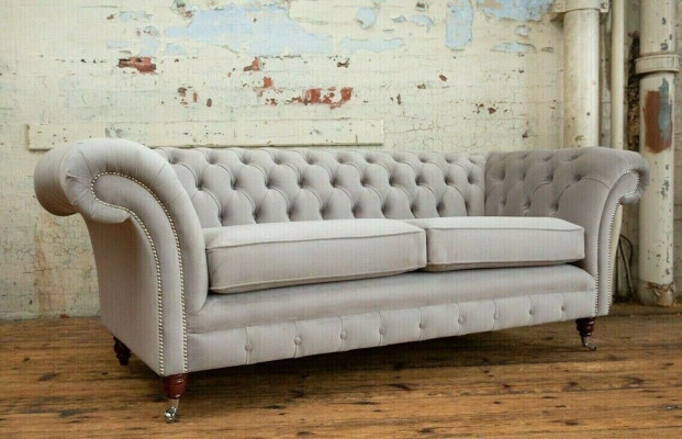 Chesterfield Couch Sofa Polster 3 Sitzer Couchen Sitz Garnitur Sofas Weiß Neu