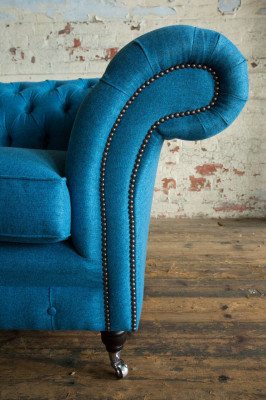 Blaue Sofa Couch Polster Chesterfield Sitzmöbel Textil Stoff Leder Couchen Neu