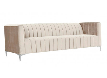 Beige Dreisitzer Stoff Wohnzimmer Design Couchen Polster Sofa Sofas Beige Samt