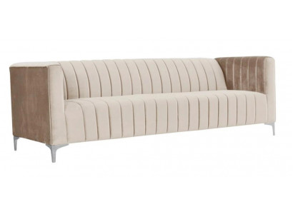 Beige Dreisitzer Stoff Wohnzimmer Design Couchen Polster Sofa Sofas Textil Couch