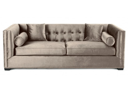 Braun Dreisitzer Stoff Wohnzimmer Polster Sofa Sofas Chesterfield Design Couchen