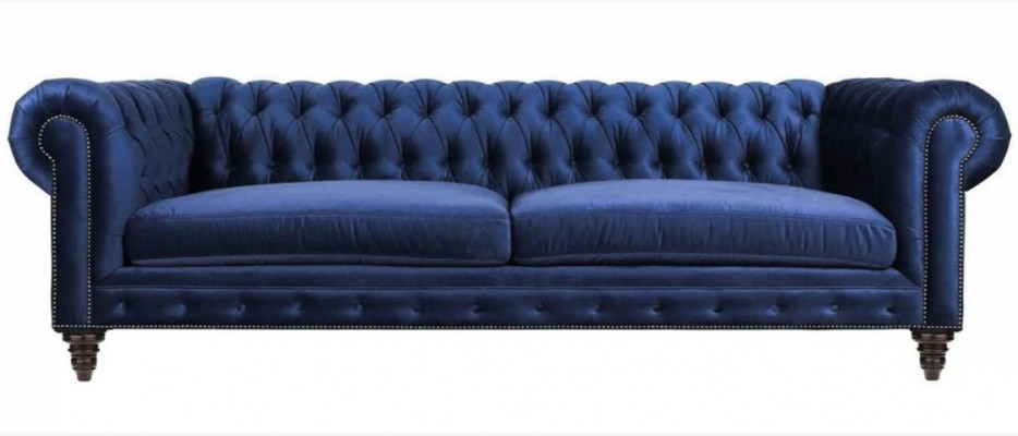 Blau Chesterfield Dreisitzer Modern Design Couchen Sofa Möbel Stoff Sofas Neu