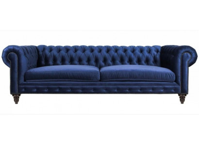 Blau Chesterfield Dreisitzer Modern Design Couchen Sofa Möbel Stoff Sofas Neu