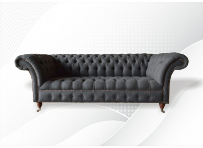 Chesterfield 3 Sitz Textil Dunkelgrau Modern Design Couchen Sofa Möbel Designer