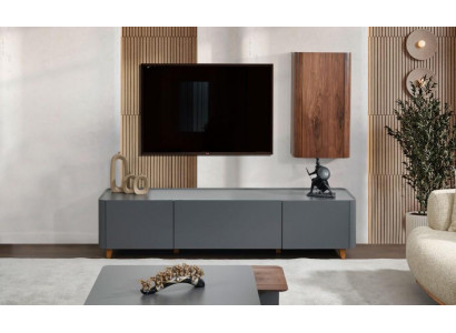 Designer Grauer Sideboard Luxuriöser Wohnzimmer TV-Ständer Lowboard