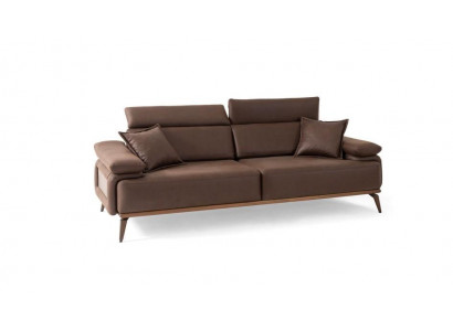 Braunes Ledersofa Designer 3-er Polstercouch Moderne Wohnzimmer Möbel