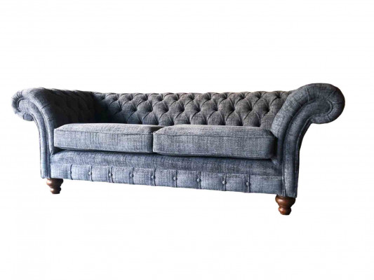 Chesterfield 3 Sitzer Couch Polster Sitz Textil Stoff Couchen Sofa Neu