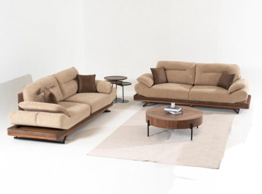 Beige Wohnzimmer 2x 3-Sitzer Sofas Luxuriöse Polster Couchen Sitzmöbel