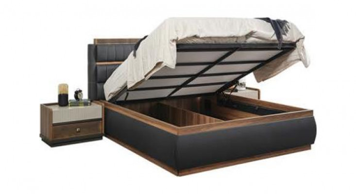 Zweifarbige Schlafzimmer Designer Garnitur Doppelbett Schrank Kommode